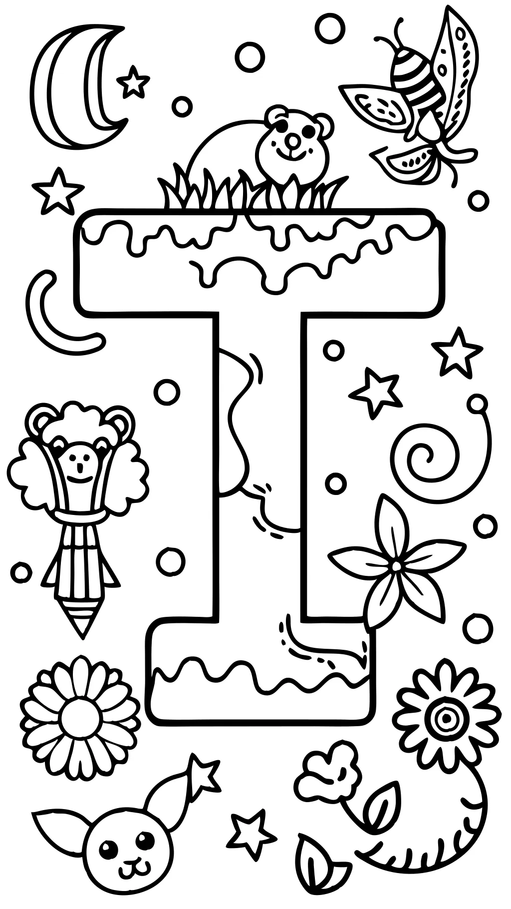 coloriages de la lettre t